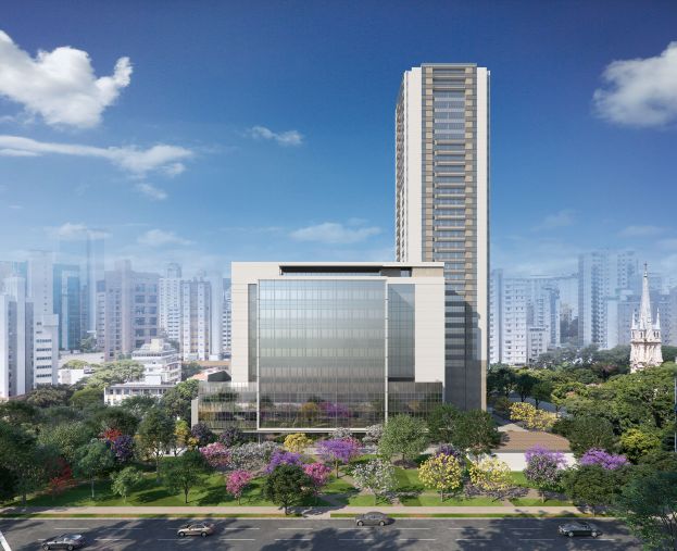 History Funcionários: unidades residenciais, empresariais e comerciais, distribuídas em duas torres com praça memorial acompanhada de grande área verde