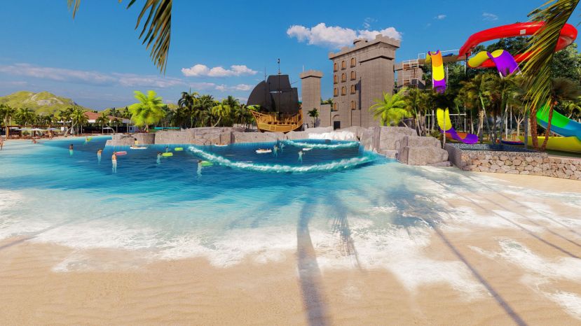 Projeção da piscina de ondas dupla